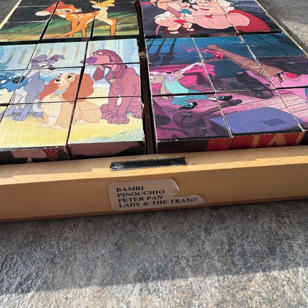 Vintage Disney Wood Block Puzzle Collectibles – Rare 4-Puzzle Box Set - Picture 3 of 5